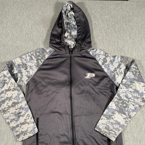 Purdue Boilermakers Jacket Mens Small Gray Camo NCAA Football Colosseum OHT - Picture 2 of 13